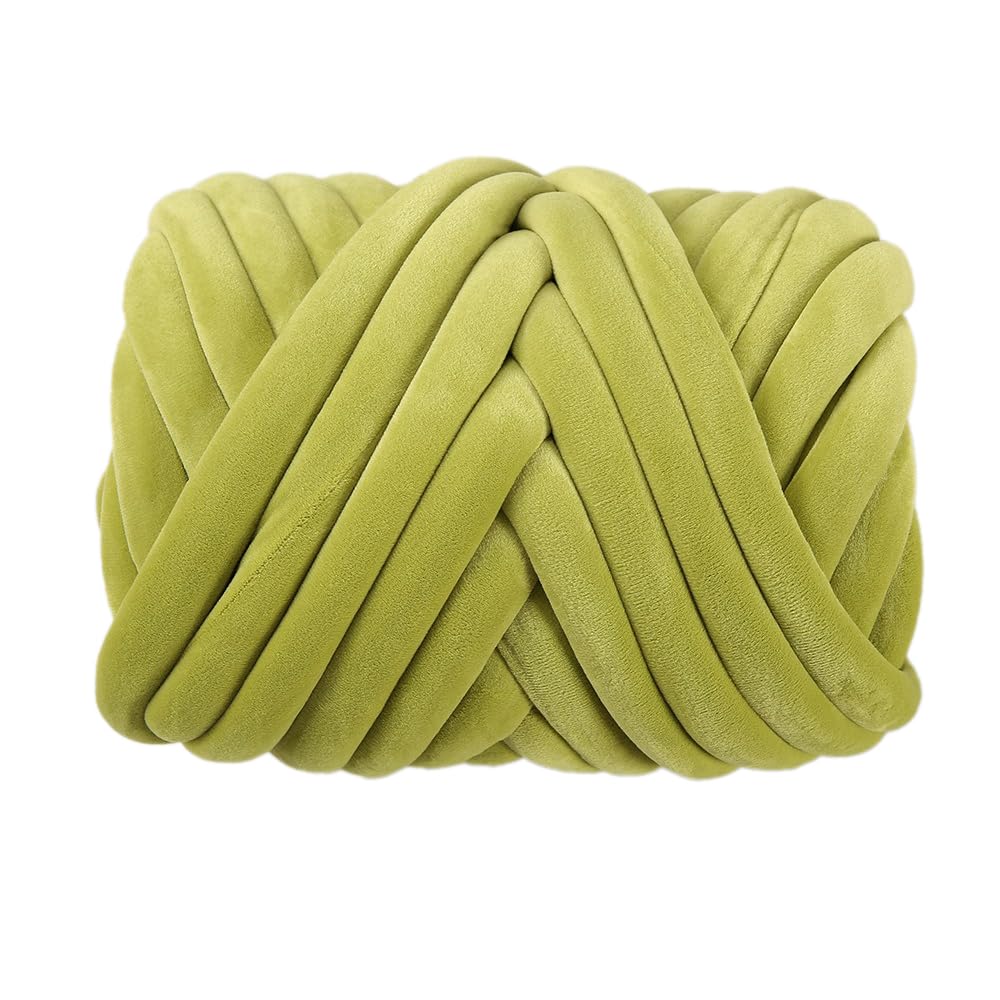 750 g de hilo de lana gruesa, hilo textil voluminoso para tejer a mano, hilo para tejer a mano, hilo grueso para tejer a mano, hilo tubular suave para manualidades, bolsos, mantas, cestas, verde