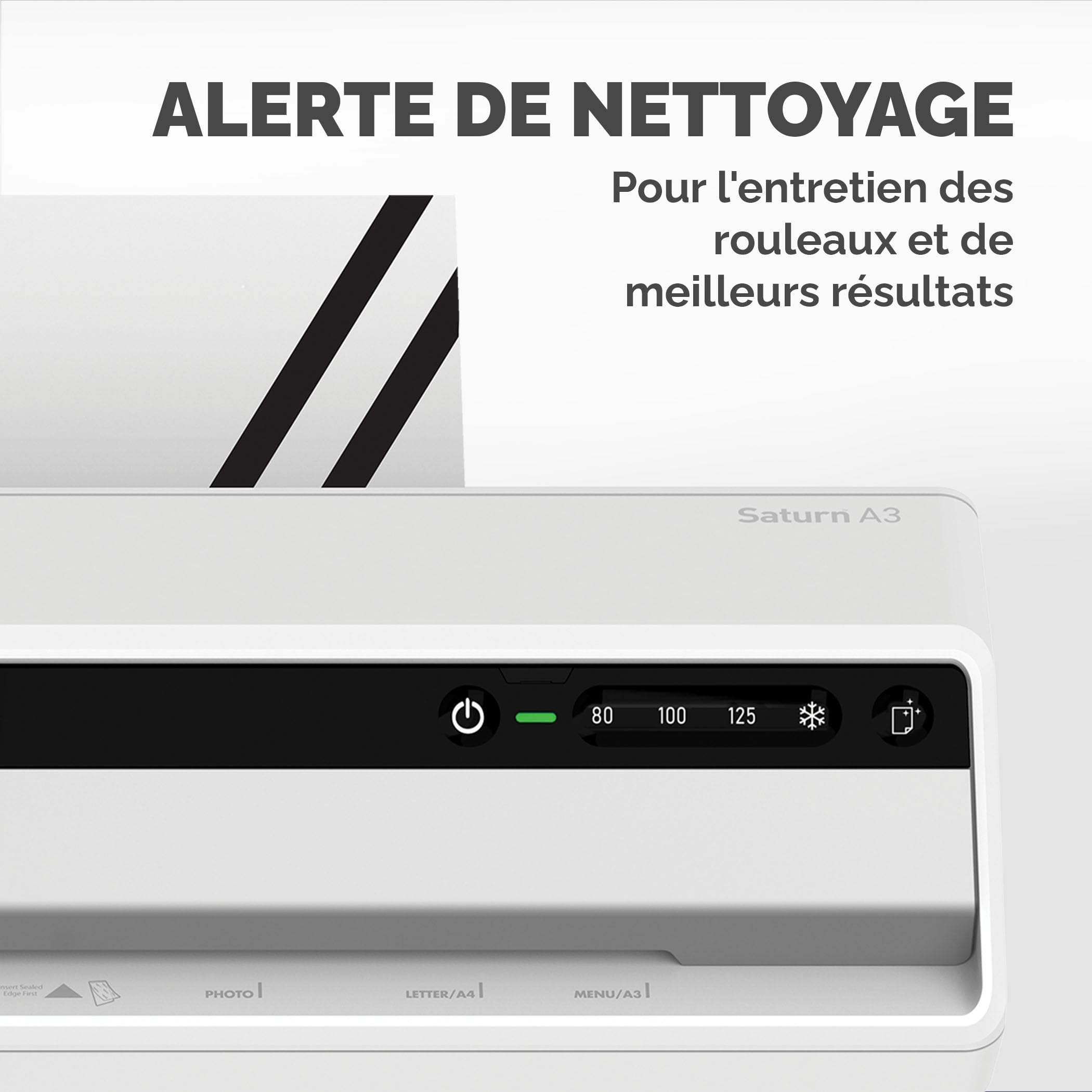 Fellowes Plastifieuse Saturn 3I A3 Avec 10 Pochettes Plastifieuses A3 80 à 125 microns, Sans Bourrages, Plastifieuse A3, 3 Réglages De Température, Arrêt Automatique, Professionnel, 30 cm/min, 5736001 | Sans Bourrages, 3 Réglages de Température, Arrêt Aut