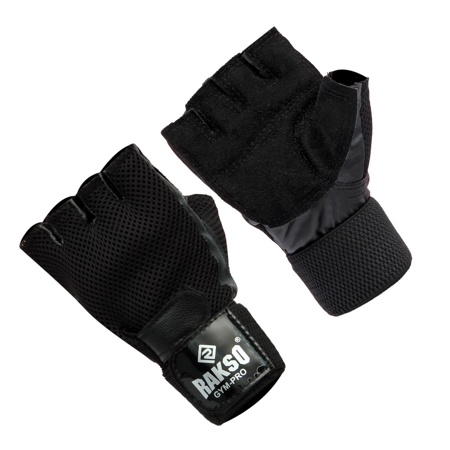 RAKSO PRO Gym Leather Gloves with Wrist Wraps Support for Workout, Cross Fit, Exercise_and_Fitness & Cross Training, Outside Activities, Best for Men & Women Black Color-image-37