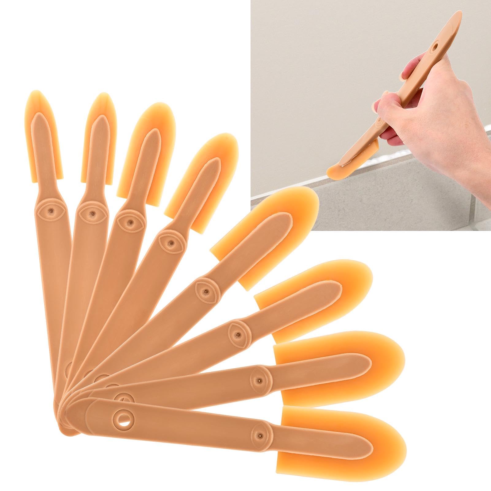 8Pcs Rubber Caulking Tool 4 Size Set, Reusable Sealant Spatula Spreader, Caulk Finishing Tool Grout sealer Applicator for Toilet Brick Skirting
