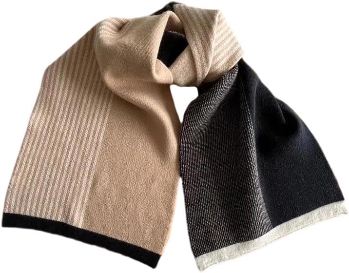 Women's Male Female Couple Striped Knitting Scarf Thickened Warm Cold Weather Thermal Neck Wrap Casual Outfit Accessory