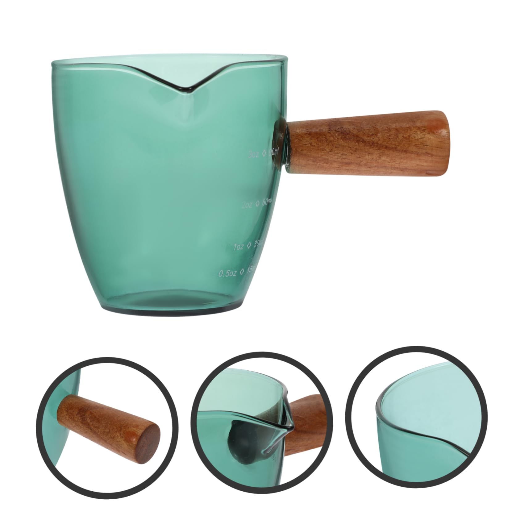 iplusmile 5pezzi Piccola Caraffa Con Manico Legno Misurino Per Latte e Perfetta Per Caffè e Tè Casa o Al Ristorante