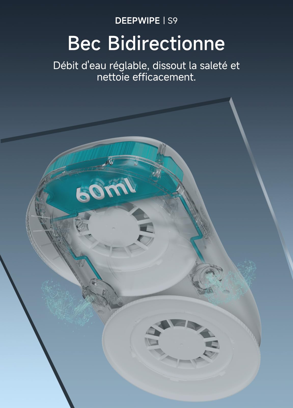 S9 Robot Laveur de Vitre, 5 800 Pa Lave Vitre Automat Nettoyeur, Planification Intelligente du Parcours Double Pulvérisation Réservoir 60ml Système de Sécurité Multicouche