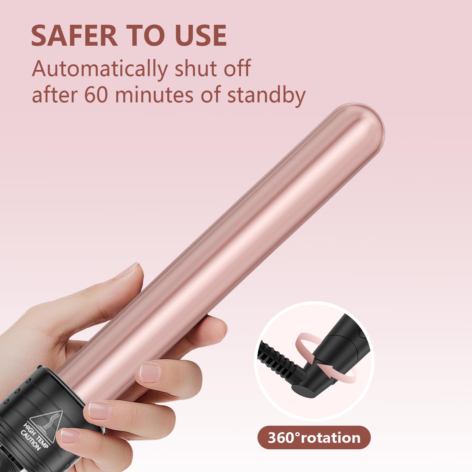 6 en 1 Fer à Boucler Cheveux en Céramique Chauffage Rapide Fer à Friser avec LCD Écran Température Réglable Ensemble de Grandes et Petites Boucles et Gant Anti-brûlure