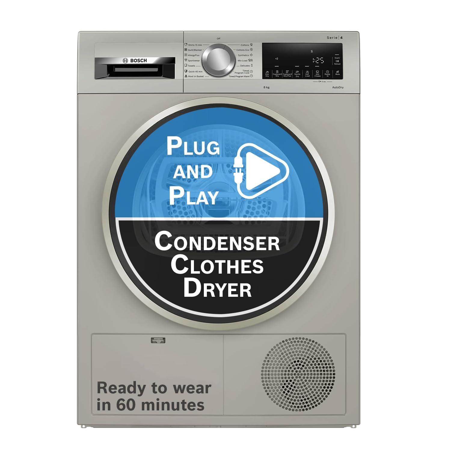 Bosch 8 kg Fully Automatic Condenser Tumble Dryer WPG23108IN, Silver, Inbuilt Heater)-picture-4