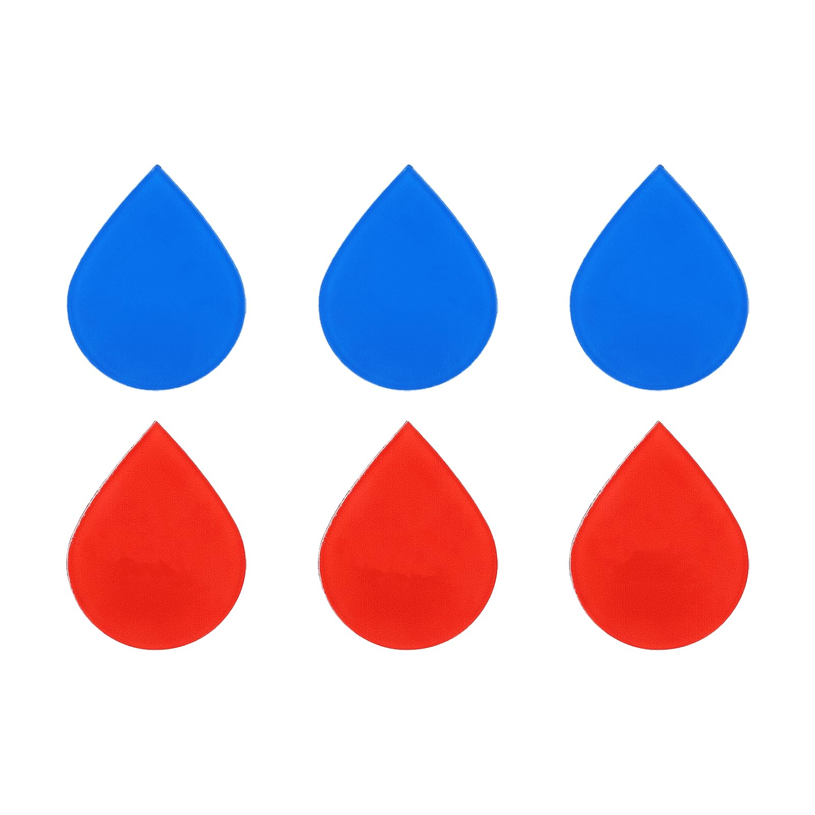 PATIKIL Self Stick Hot and Cold Water Label, 3 works/6 Pack Acrylic Drop Shape Sticker Signs for Faucets Sinks Red/Blue