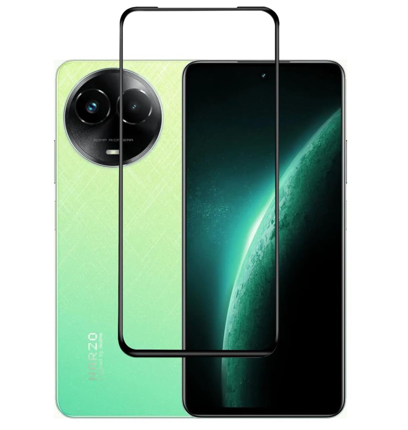 EITANSHA CREATIONEdge to Edge Screen Protector For Realme Narzo 60X 5G Tempered Glass with Easy Installation Kit