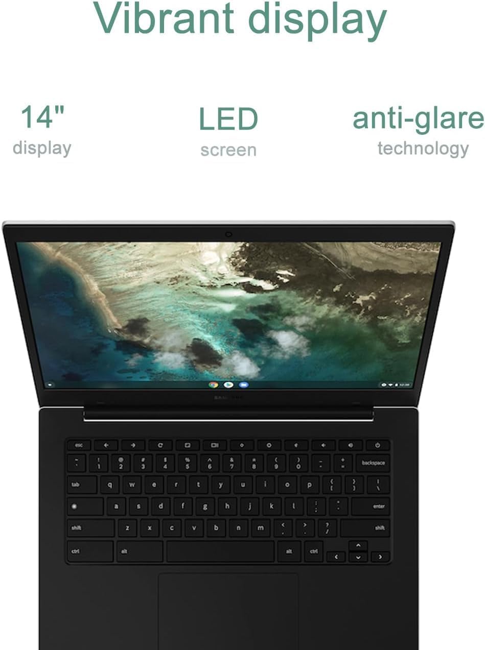 SAMSUNG Galaxy Chromebook Go Laptop (14" LED, Intel Celeron N4500, 320GB Storage (64GB eMMC+256GB SD Card)) For Home & Student, 12-Hr Long Battery, Spill-Resistant, Webcam, Wi-Fi 6, Chrome OS, Silver