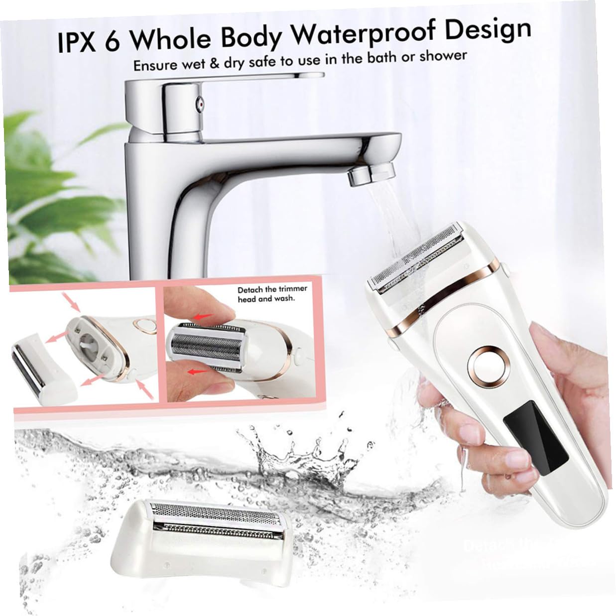 Alipis Recortadora de Pelo para Mujer Recargable USB Afeitadora Eléctrica Resistente al Agua Cabezal de Acero Inoxidable Diseño Ergonómico y Portátil para Depilación Facial y Corporal