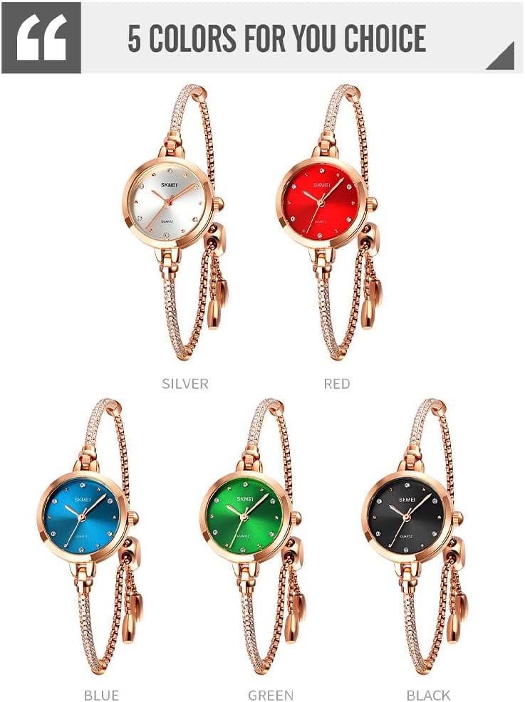 SKMEI Women Watches Bracelet Diamond Ladies Female Small Rose Gold Fashion Luxury Thin Waterproof Analog Quartz Casual Girls Wife Gifts Silver Wrist Watch - Image 7