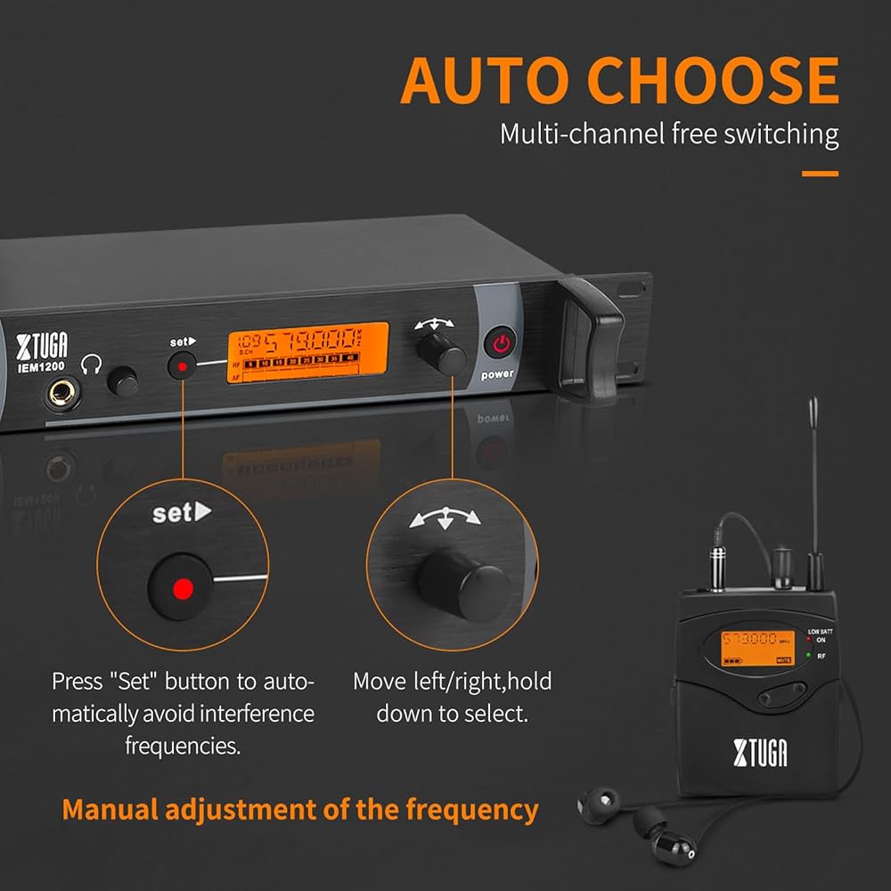 Xvive U4 XTUGA RW2080 Wireless In Ear Monitor System 2 Channel 2/4/6/8 Bodypacks Studio Monitor Speakers