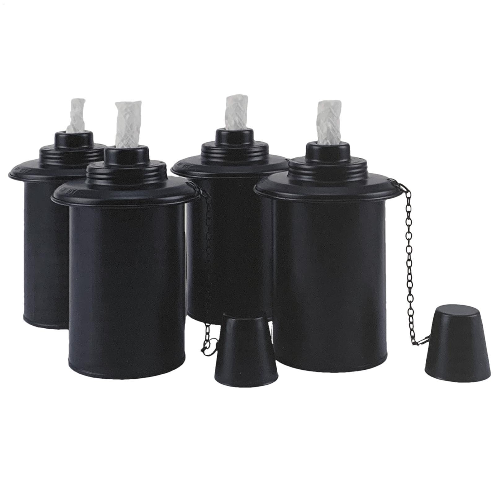 Bidones recargables para linterna, juego de 4 unidades, bidón de metal para antorchas con tapa, iluminación nocturna, para jardín, manualidades, bidón de repuesto para césped al aire libre
