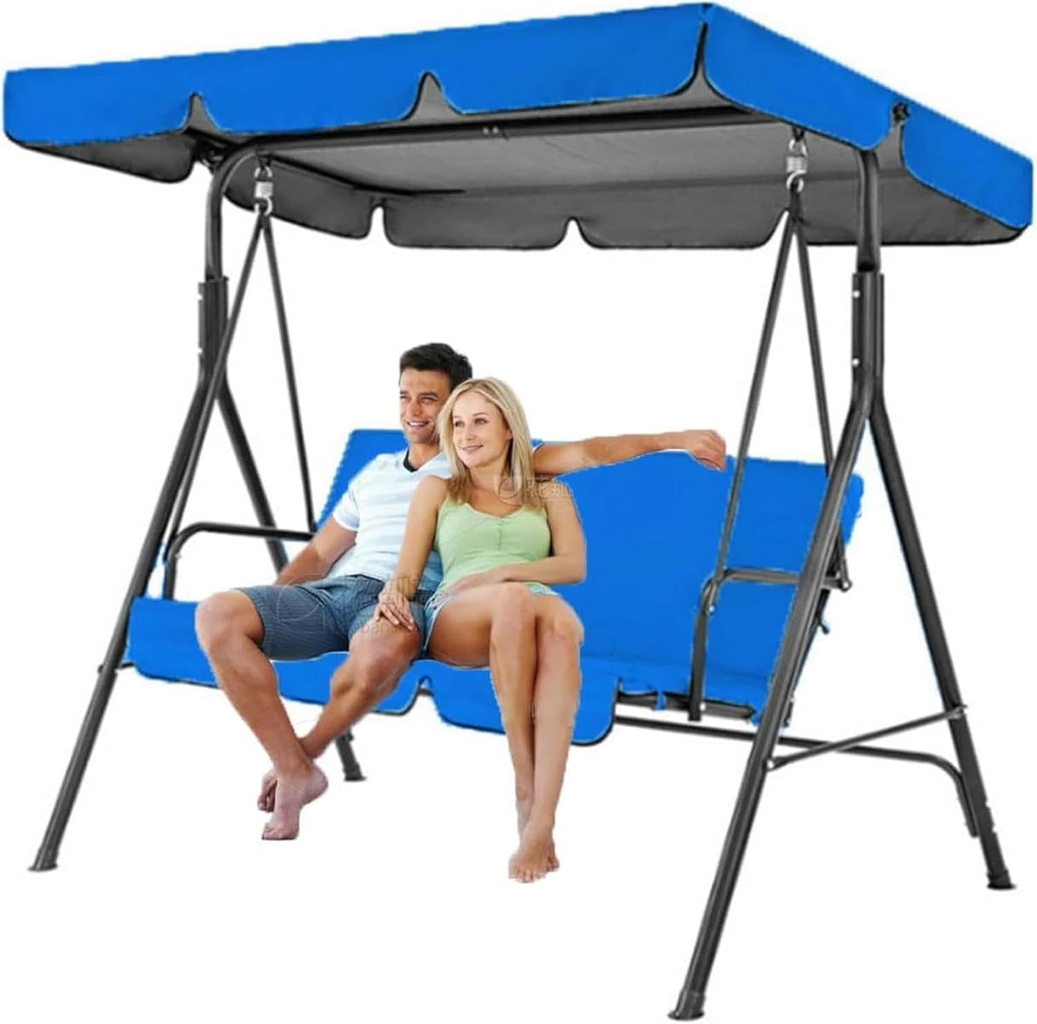 Swing Canopy Replacement,3-Person Outdoor Patio Swing Chair with Adjustable Canopy, Porch Swing with Comfortable and Breathable Seats, Outdoor Swing Chairs for Garden,Balcony,Backyard