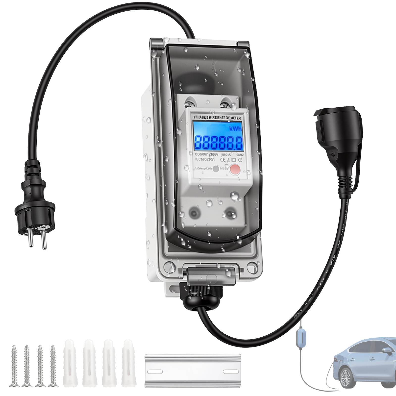 Mobiler Digitaler Stromzähler 16A 230V,Mobile Meter Intelligenter