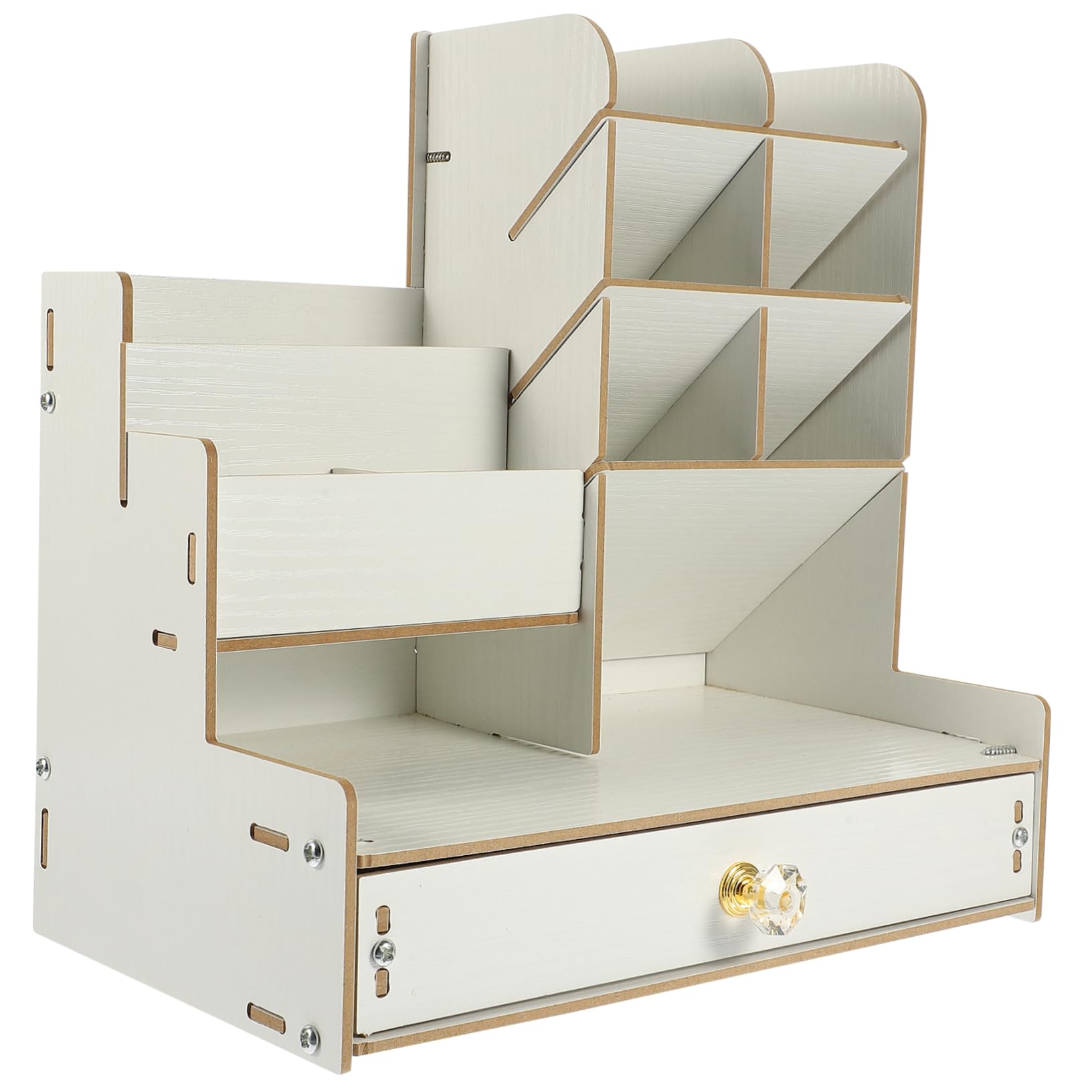Garneck Portaoggetti da Scrivania in Legno Bianco Cassetto, Multi-tier | Scomparti Multipli, Grande Capienza, per Studio e Camera, Organizer per Cancelleria