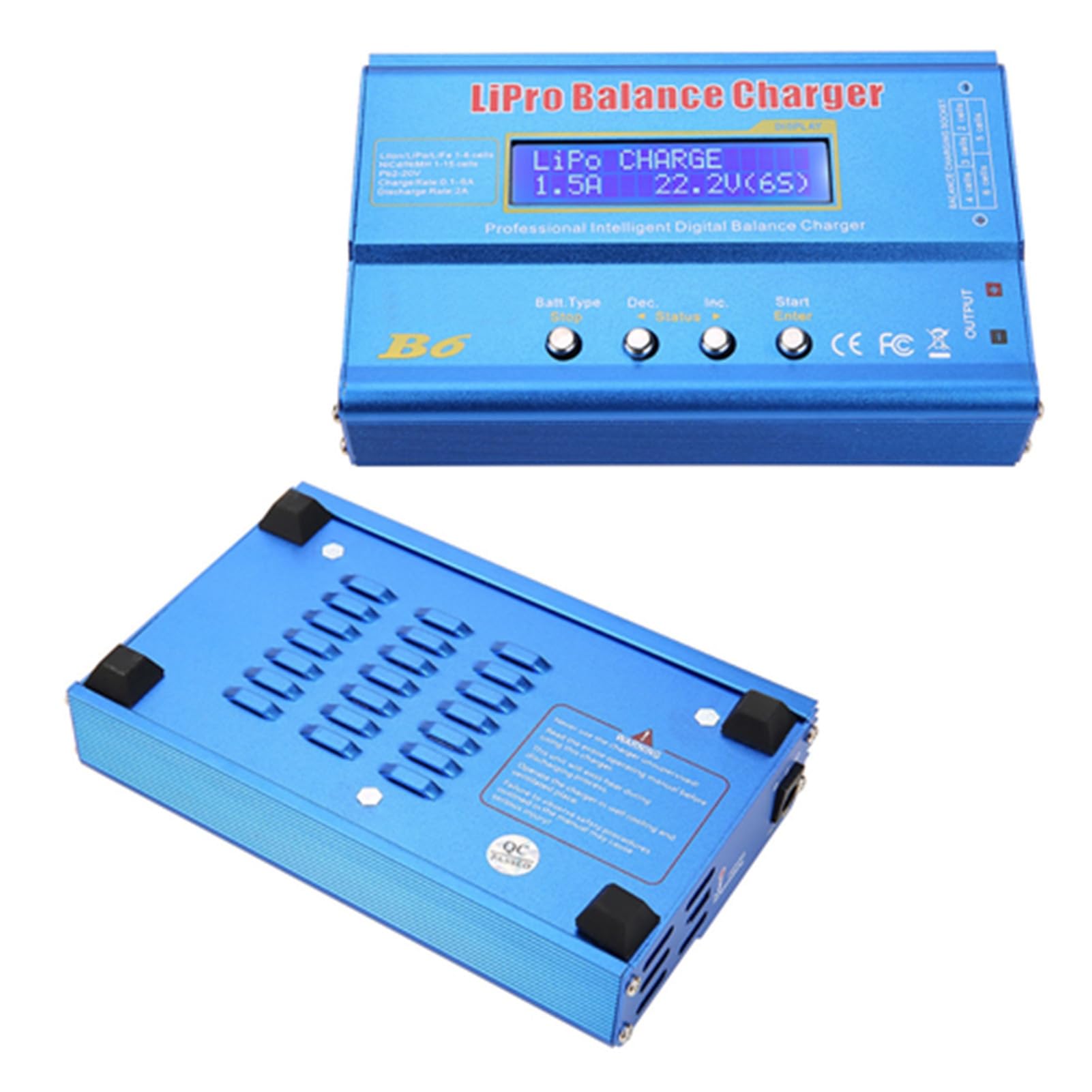Ftvogue B6 80W Cargador de Equilibrio De Descarga de LCD Digital Tarjeta de Carga Paralela para BateríA Llipo Nimh RC(Without Plug)