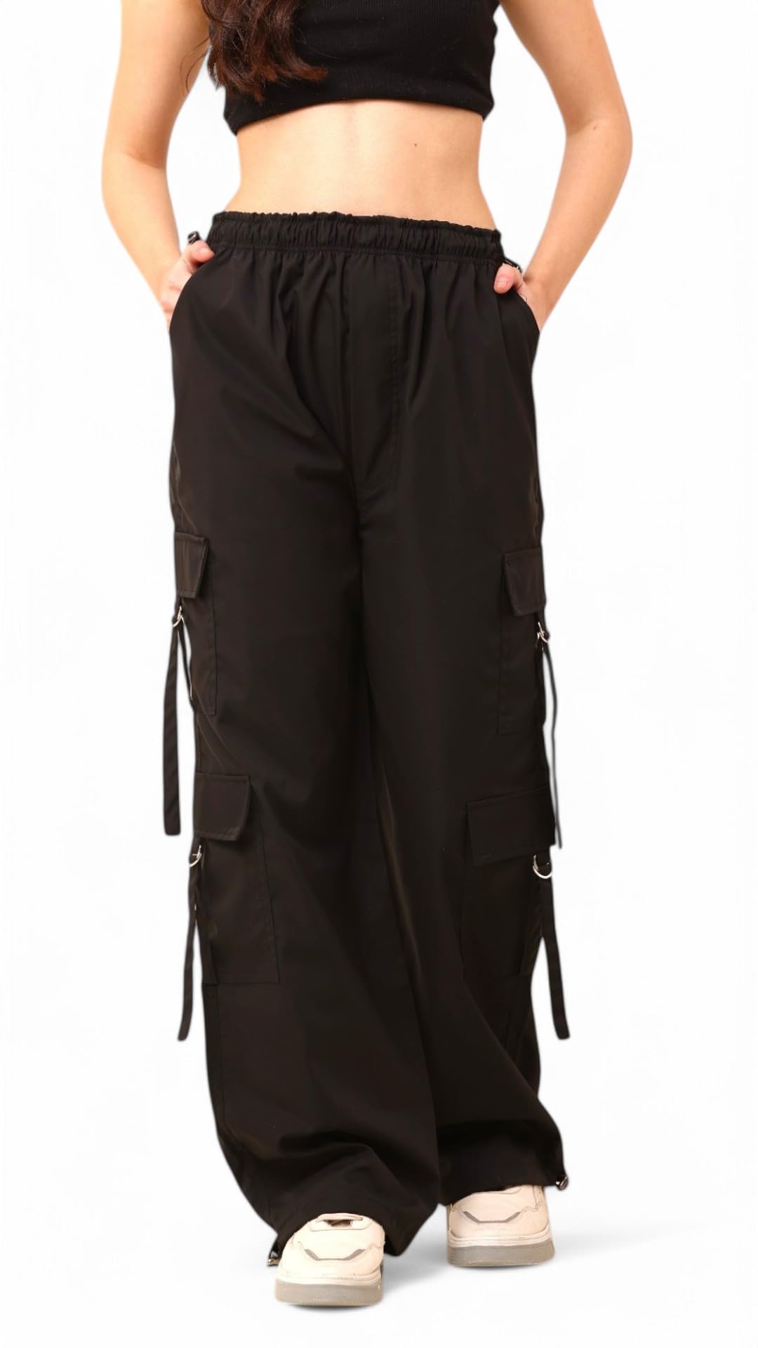 Women's High Waist Baggy Cargo Pants | 6-Pocket Loose Fit Utility Trousers | Wrinkle-Resistant & Breathable Fabric | Stylish Outdoor & Casual Wear-image-47