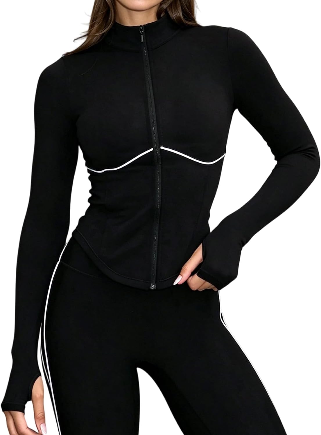 INFITTY Womens Workout Jacket Lightweight Slim Fit Zip Up Athletic Gym Tops