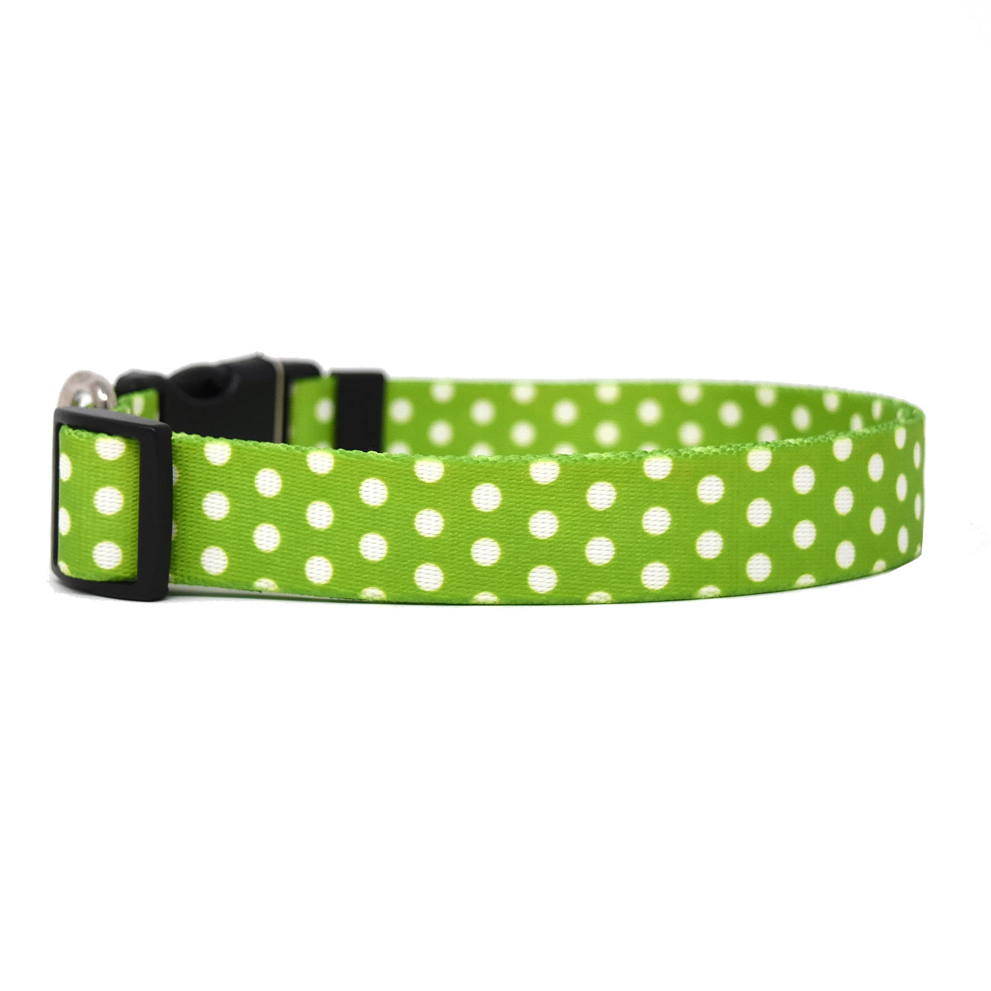 Yellow Dog Design Standard Easy-Snap Collar, New Green Polka Dot, Cat 8" - 12"