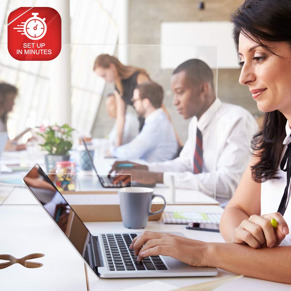 Countertop Desk Sneeze Guard Protective Partition, Plexiglass Shield