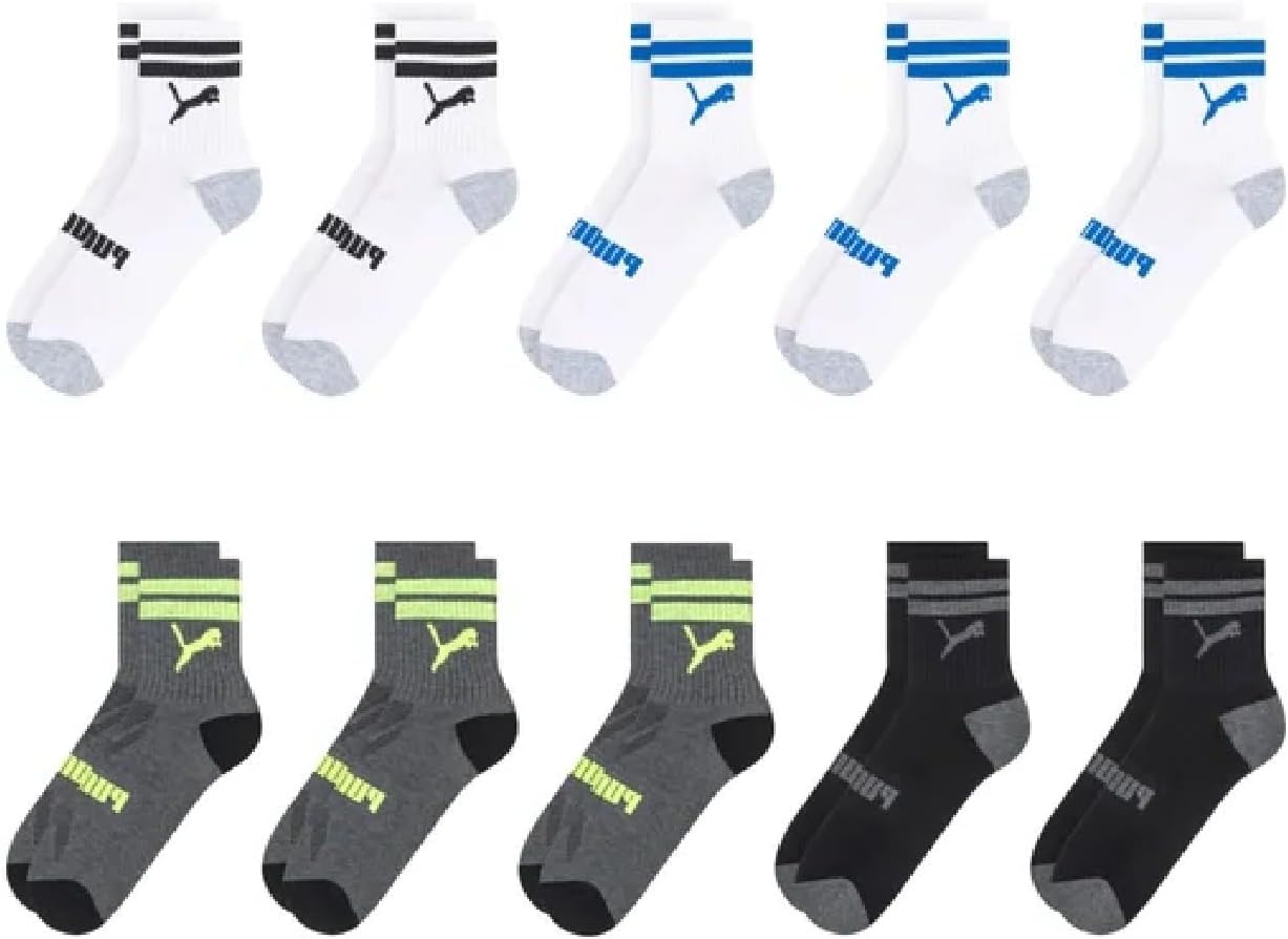 Puma Boys Low Crew Socks, 10 pairs, Kids Size 9-3.5 - Image 6