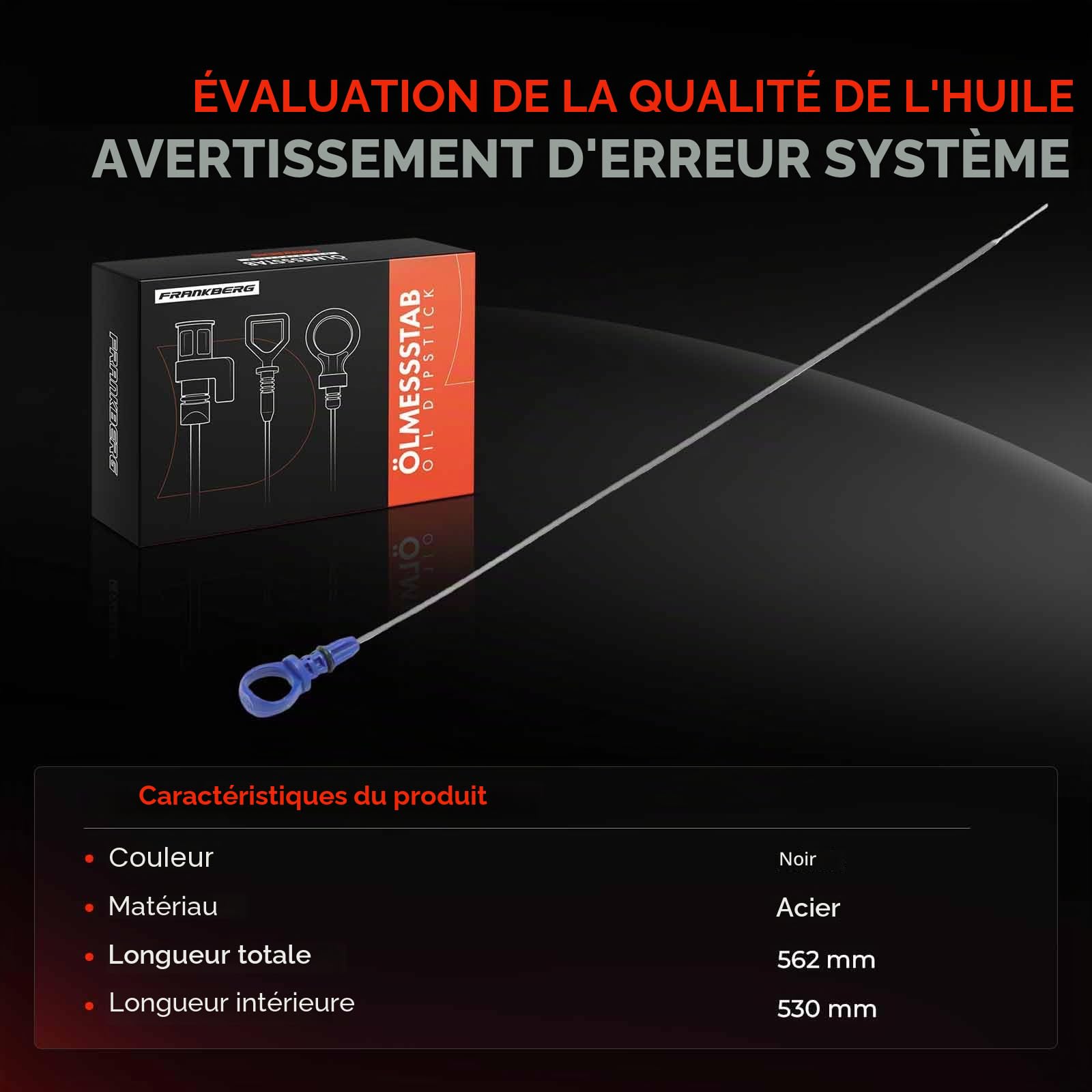 Frankberg Jauge d'huile Jauge d'huile 117461 | Compatible avec: Plateau/châssis Partner 5 G, Xsara N1, 406 Pause 8E/F, C5 Je casse DE, 607 9D 9U