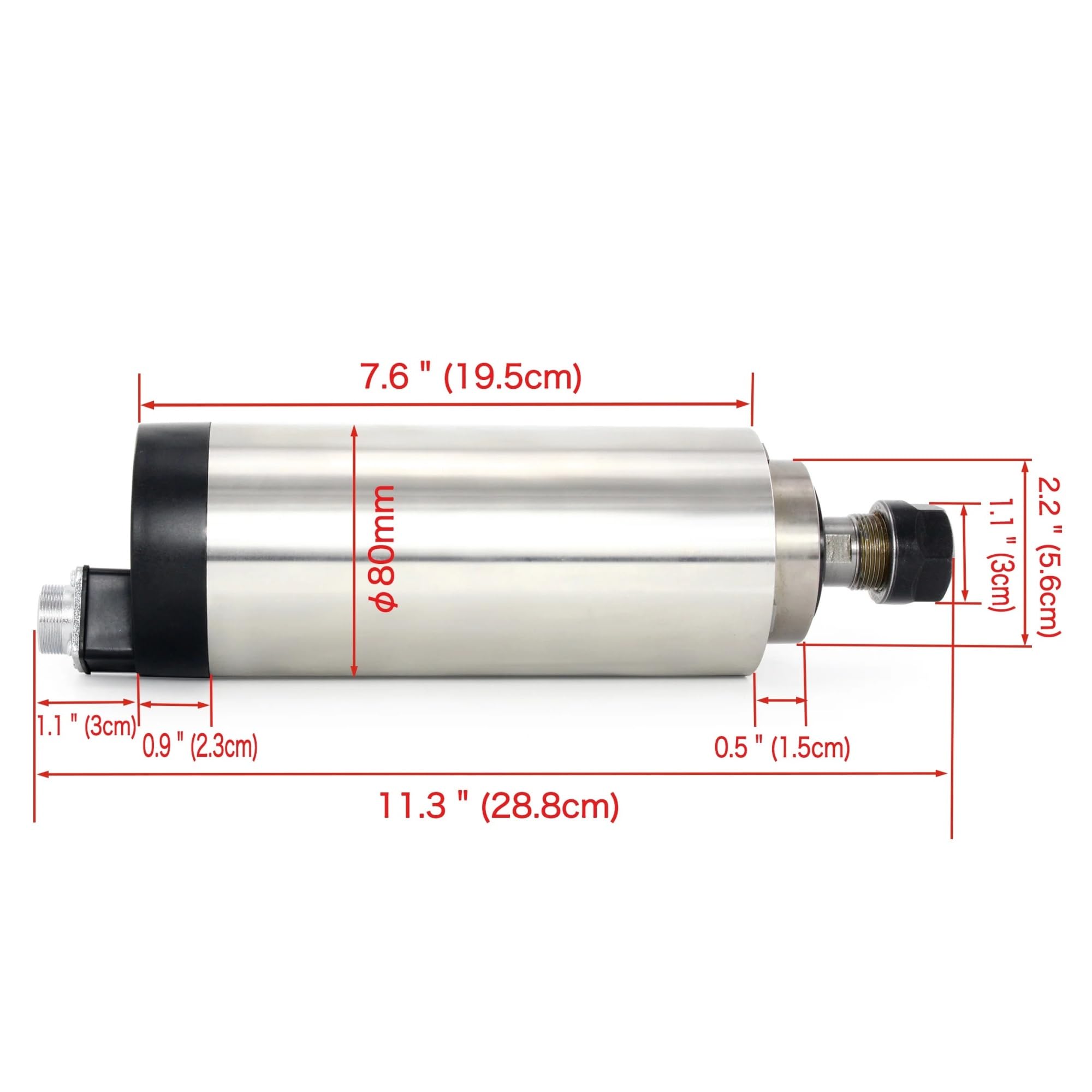 80 x 195 mm 2,2 kW 220 V ER20 silnik wrzeciona chłodzony powietrzem GDZ-80F-2.2B 4 stalowe łożyska kulkowe do drewna, metalu, zestaw frezowania