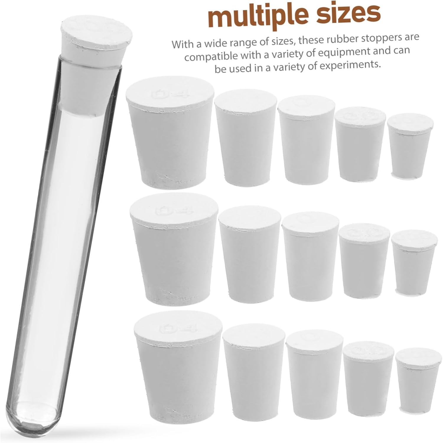 Alipis 50pcs Rubber Stoppers for Lab Assorted Plugs for Test Tubes and Flasks for Various Laboratory Experiments