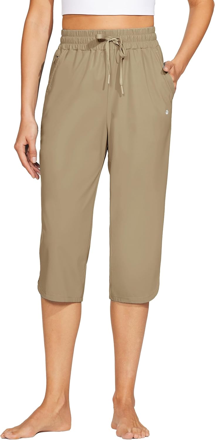 Willit Women's Swim Capris Pants Quick Dry Swimming Board Beach Athletic Capris with Pockets Lightweight UPF 50+ 18" - Image 2