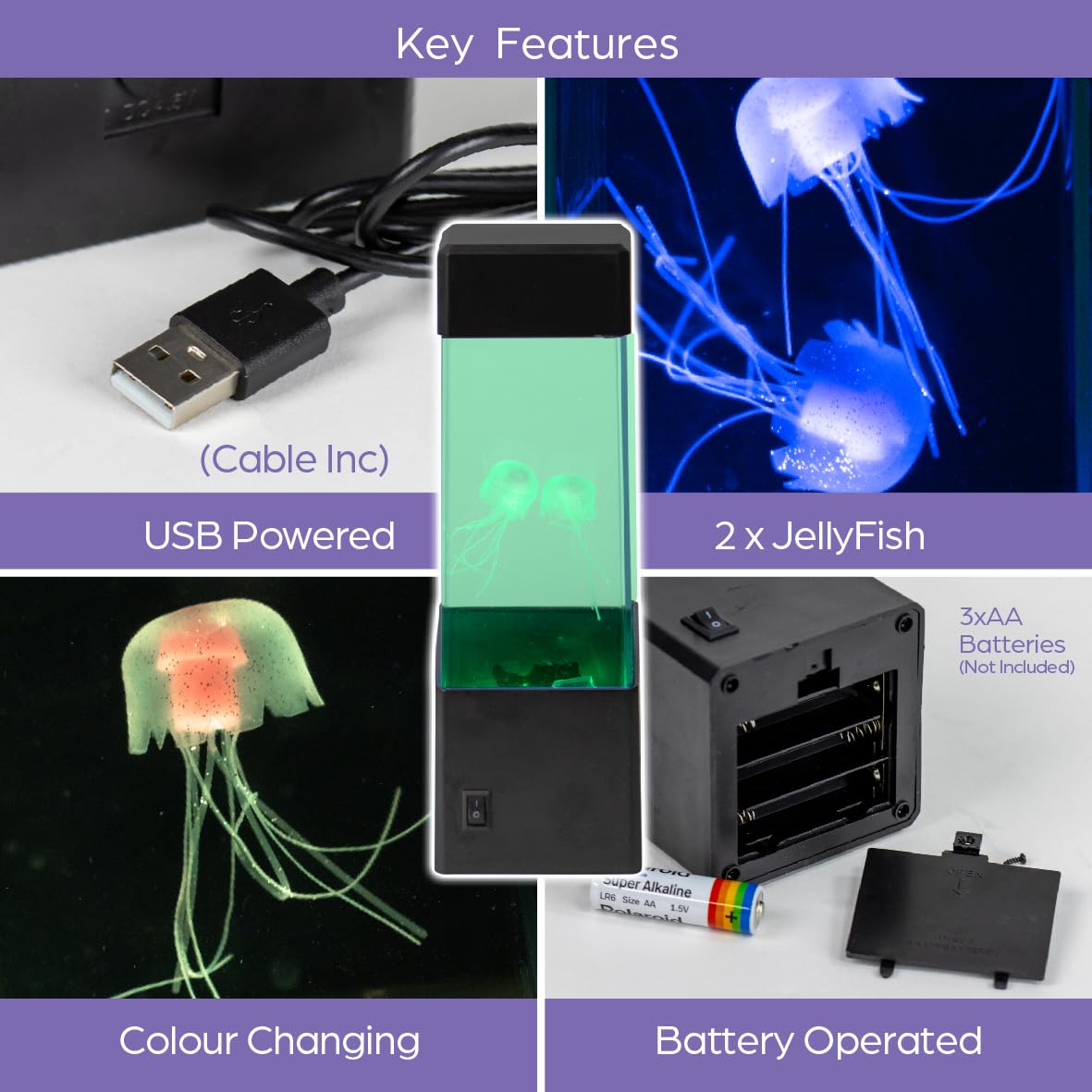 Gerbala Lampada a forma di medusa, luce notturna a LED intelligente a forma di medusa, lampada da comodino a LED per bambini, lampada d'atmosfera RGB ricaricabile con gradiente