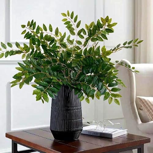 Kimbovillea 48Pcs Bulk Package - Artificial Ficus Leaves Real Touch Ruscus Foliage Mini Bay Leaf Spray For Floral Displays Faux Flower Arrangement Filler Greenery Decor For Home Outdoor (Green) #TOP1