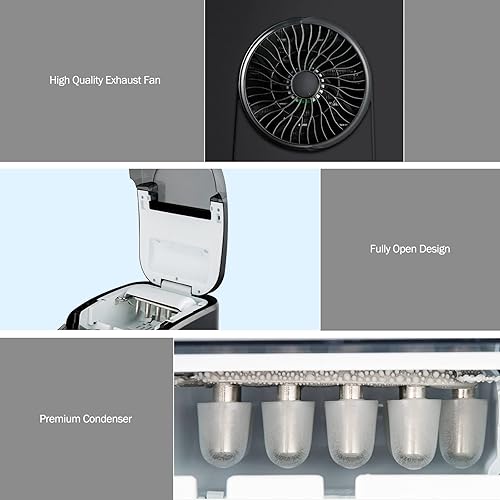 Miniatura 9 de COSTWAY Máquina de hielo para encimera, función de autolimpieza, 26.5 libras de hielo por día, 9 cubos de hielo de tamaño SL listos en 6-13 minutos,