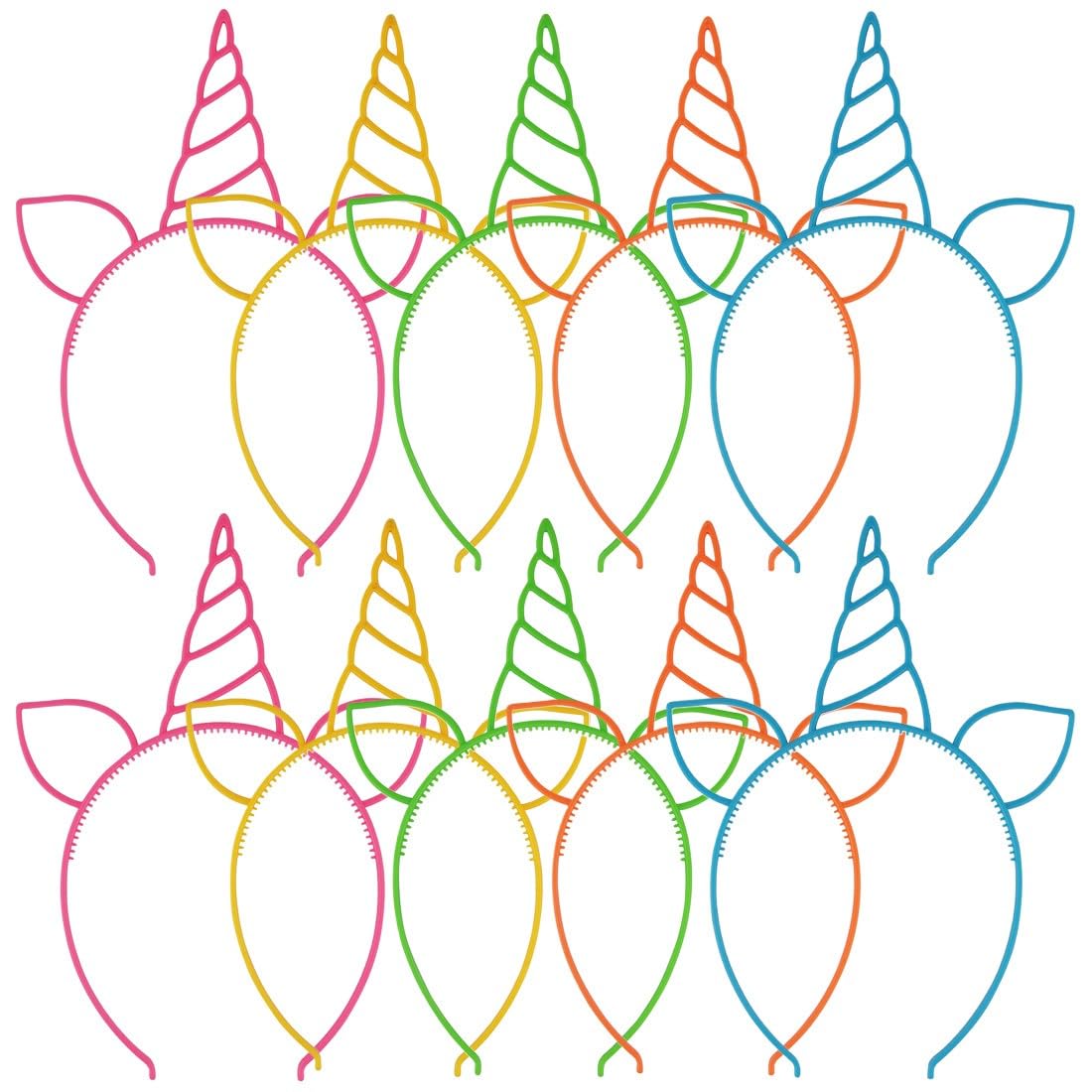 EAVUYIS Serre-tête Licorne – Lot De 10 Bandeaux Colorés Avec Strass – Accessoire Coiffure Pour Fêtes, Anniversaire, Noël, Halloween