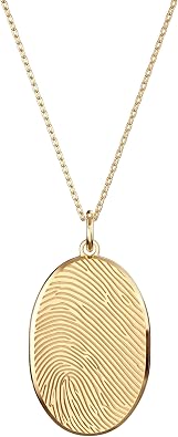 CAITLYNMINIMALIST 18K Gold Plated Sterling Silver Custom Personalized Fingerprint Commemorative Friendship Necklace Memorial Jewlery Gift for Women