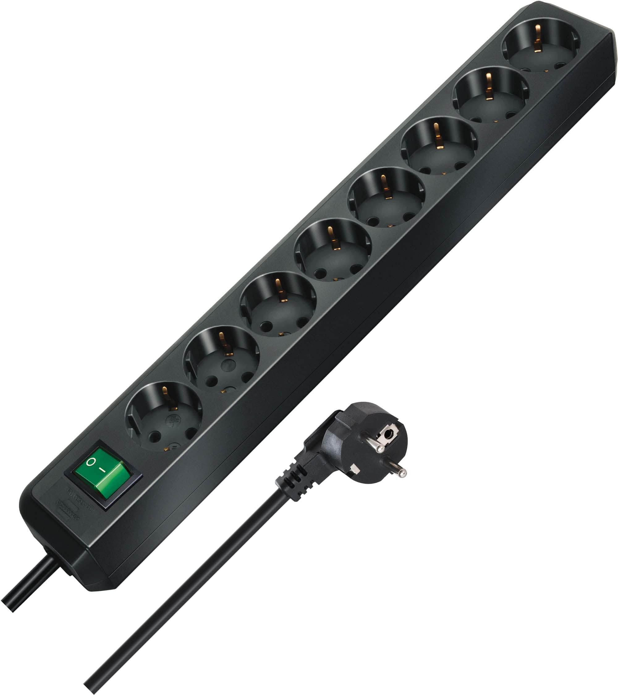 Brennenstuhl Eco-Line extension socket with switch 8-way, black with switch, 1159300018, 3 m
