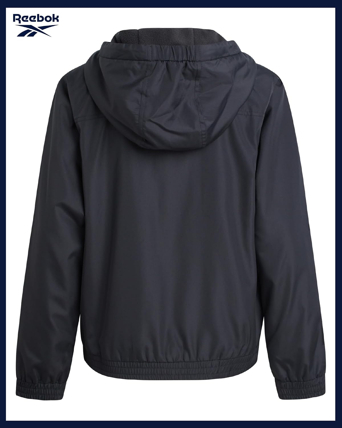 Reebok Boys Windbreaker Jacket - Lightweight Polar Fleece Lined Water and Wind Resistant Hooded Zip Up Jacket for Boys