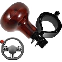 Car Woodgrain Steering Wheel Spinner Knob, 360 Rotation Smooth Ball Shape Steering Wheel Aid Knob for Easy Control, Anti-Slip Power Handle Spinner for Cars Trucks Tractors Brown