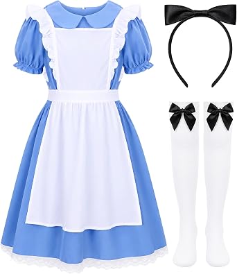 Blue White Costume Set for Halloween Cosplay Dress Up Party
