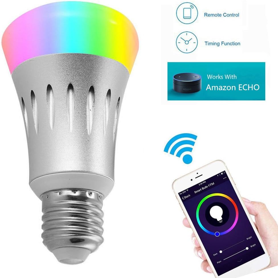 LED Dimmbar Lampe Funktioniert mit Alexa, WiFi IOS / Andriod App Control RGB, mit Echo Punkt Zubehör für Zuhause/Schlafzimmer/Wohnzimmer [Energy Class A]
