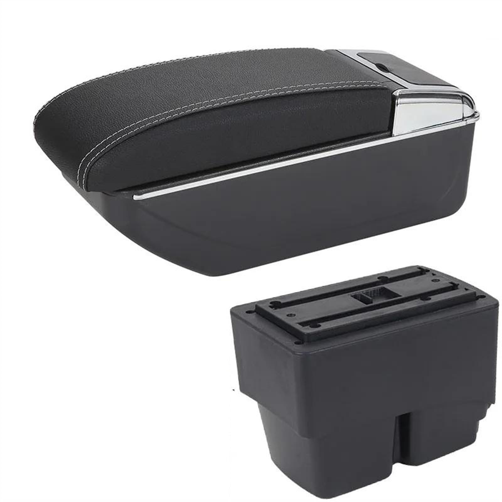 NOHEEU Car Modification Interior Accessories Seat Armrest Box Storage For Fiesta MK7 2009-2017(D3 Black white NoUSB)