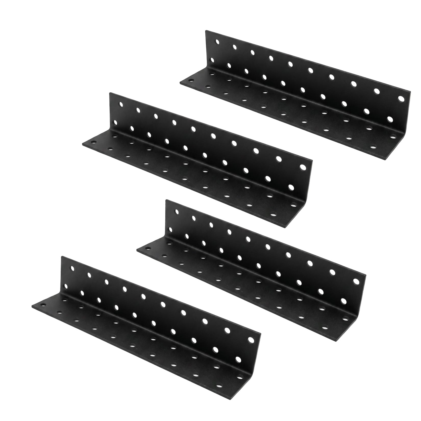 4 Pcs Angle Brackets for Wood, Black Metal Corner Brackets for Wood, Right Angle L Bracket 40 Holes for Fixing Jointing Repairing Furniture Shelves Cabinet(200x40x40mm)