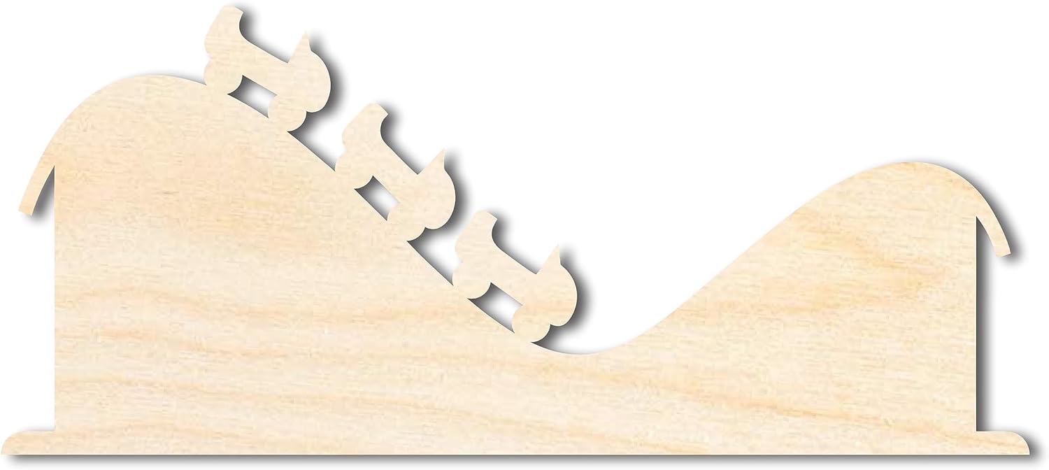 Unfinished Wood Rollercoaster Shape | Amusement Park | Craft Cutout | up to 46" DIY 16" / 3/4"