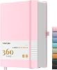 Smarpau 360 Pages Notebook A5 - Leather Lined Journal Notebook with 100gsm Thick Paper, College Ruled Journals for Women Men Writing School Office, 14.5 x 21cm - Pink