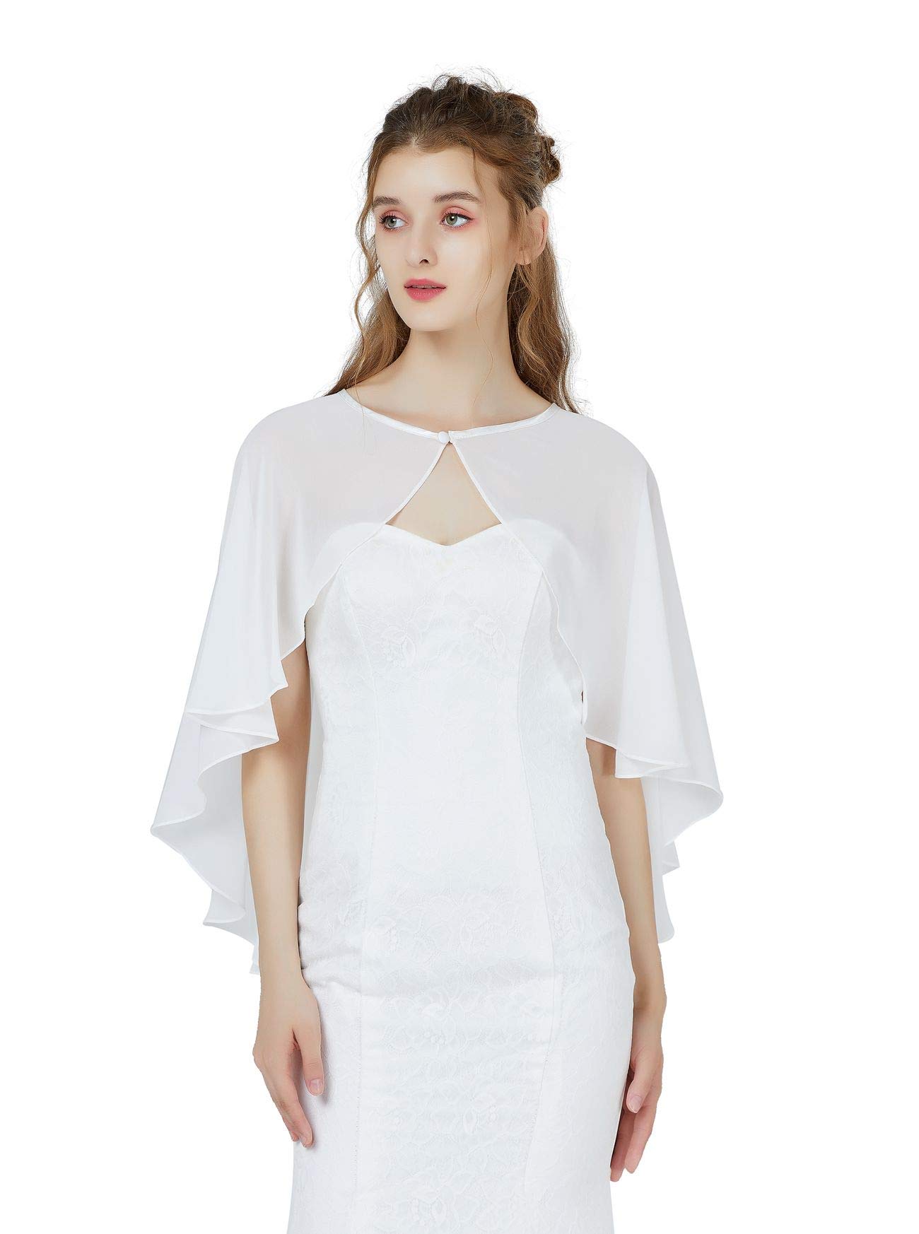 BEAUTELICATE mantello da donna Cape Chiffon Stola sciarpa retrò Bolero 1920s buste per matrimonio sposa abito da sera abito da sposa Feste Gala Stile lungo, avorio. Taglia unica