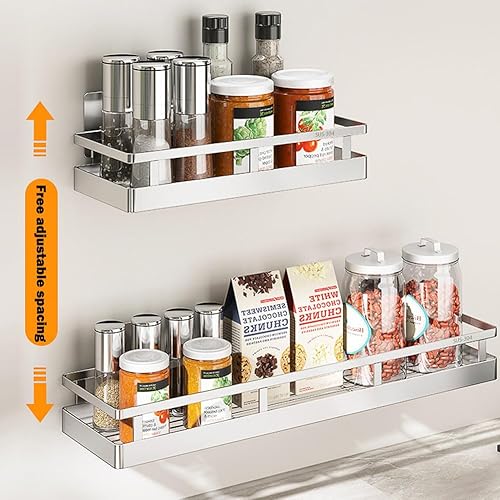Miniatura 5 de Estante de especias de cocina SUS304, estante de almacenamiento de acero inoxidable SUS304, contenedor de condimentos, organizador de especias de