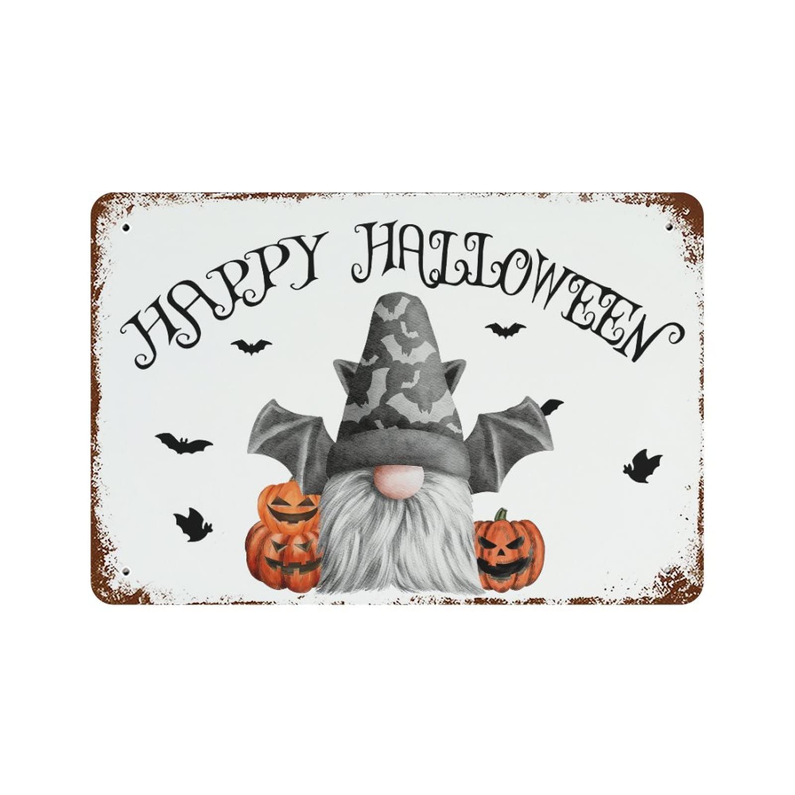 Panneau décoratif Jack O Lantern 30,5 x 45,7 cm en métal solide pour fête d'Halloween extérieure