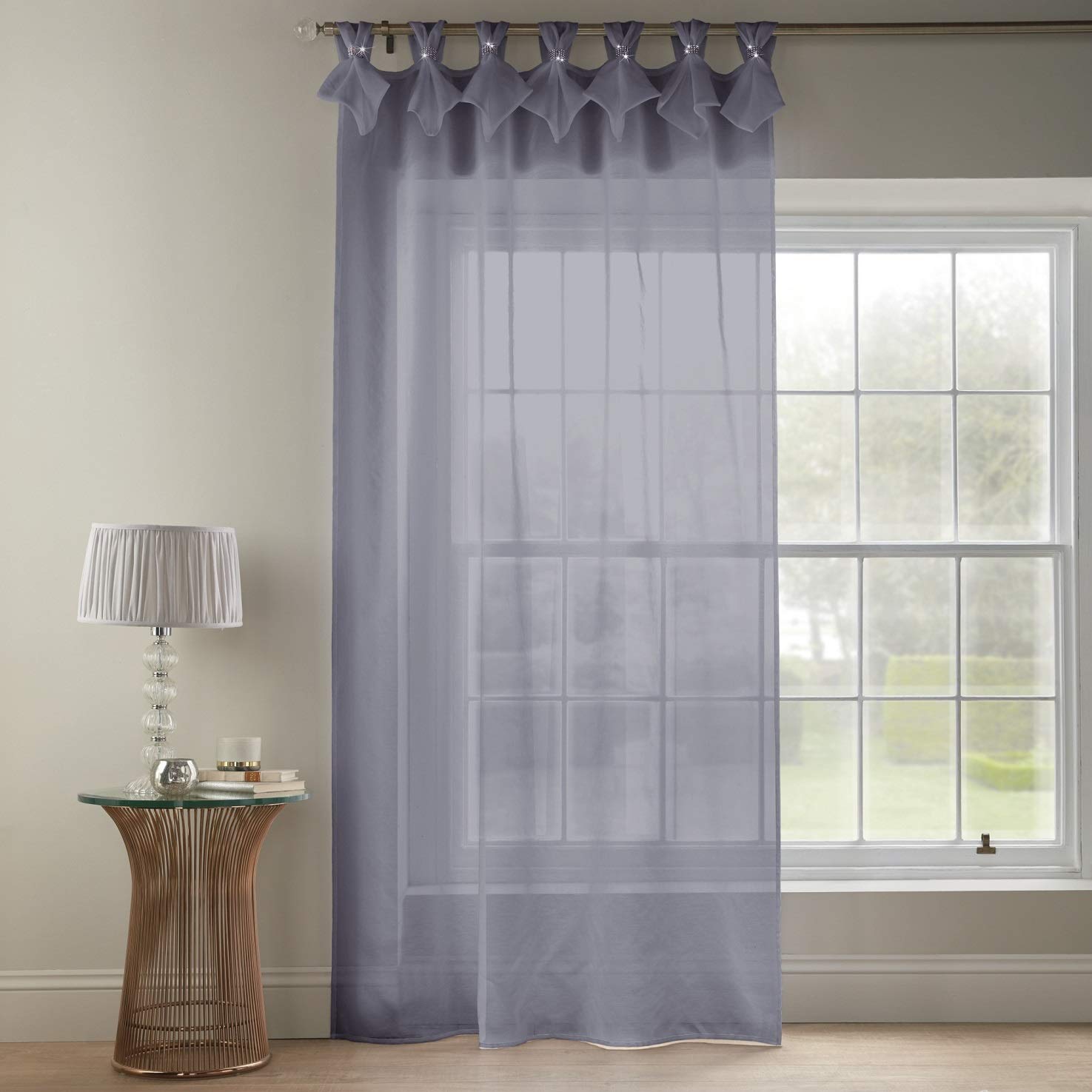 Alan SymondsTiara Dolly Diamante Tab Top Curtain Panel (Silver, 57" x 90" [145x229cm])