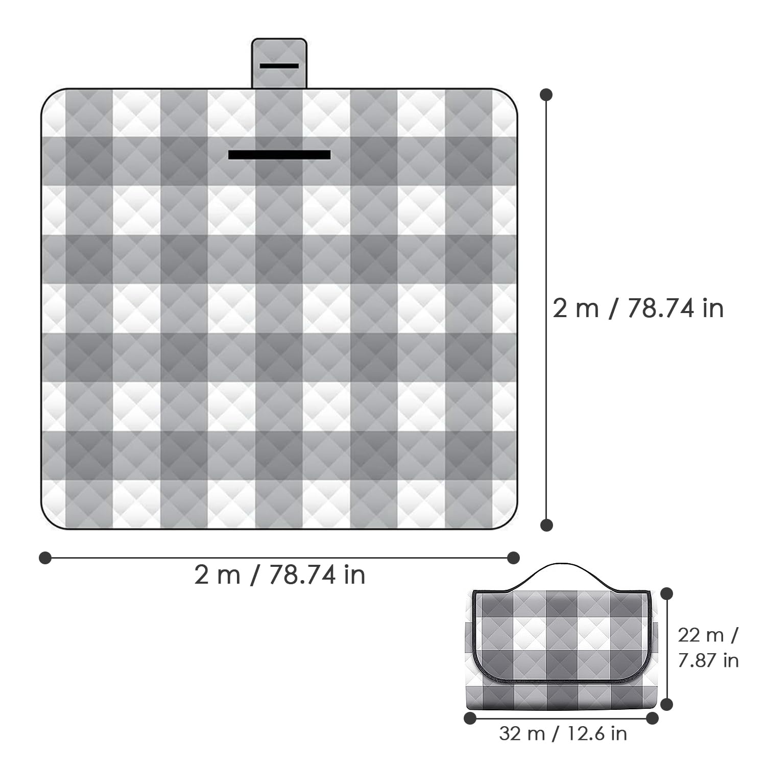 bellmeanin Picnic Blanket Waterproof 200x200cm Large Beach Blanket Camping Blanket Outdoor Foldable Beach Blanket With Handle Machine Washable for Camping Park Garden Hiking and Family Fun - Image 2