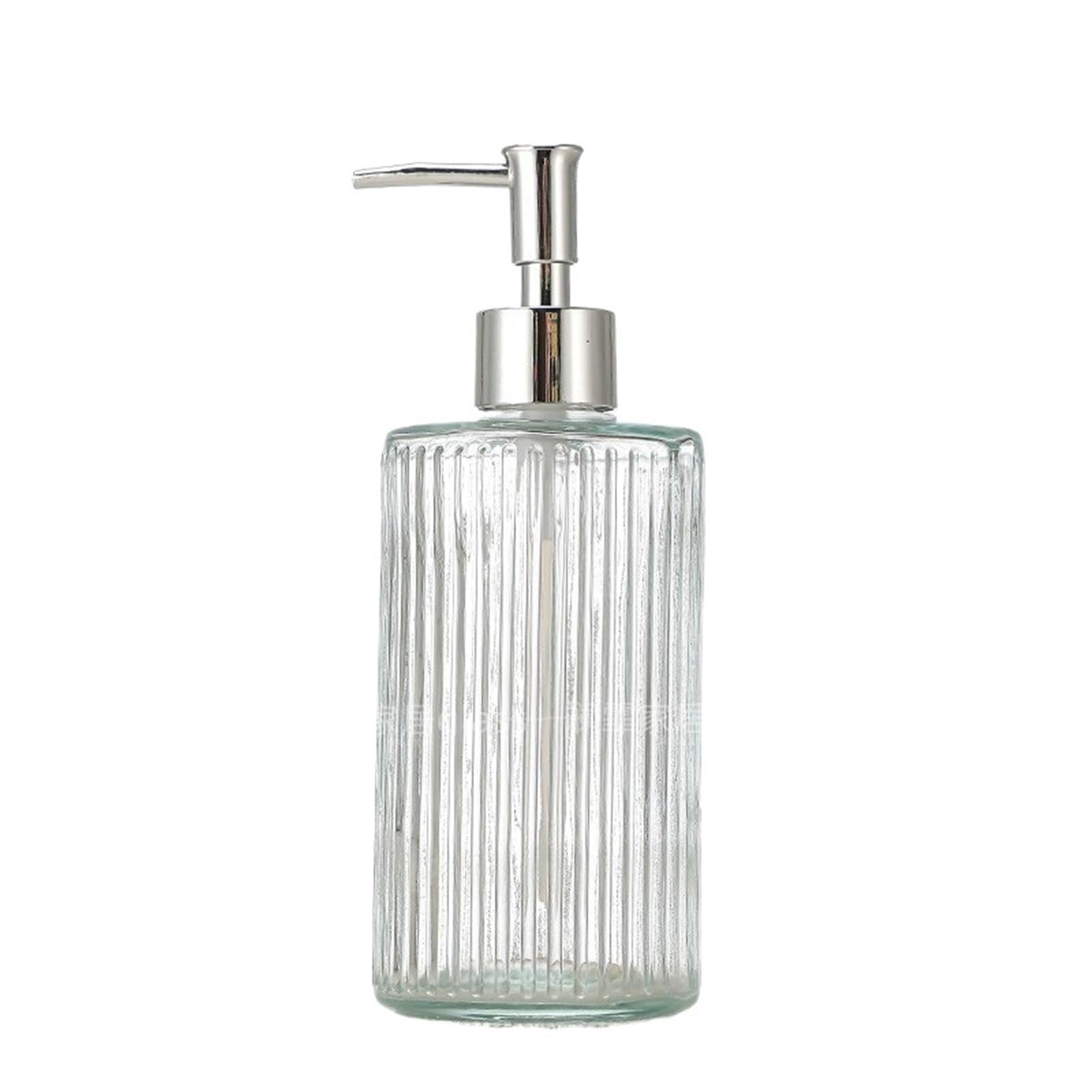 soap dispenser 500ml Large Capacity Glass Soap Dispenser Bathroom Shower Gel Lotion Press Pump Bottle(Clear)