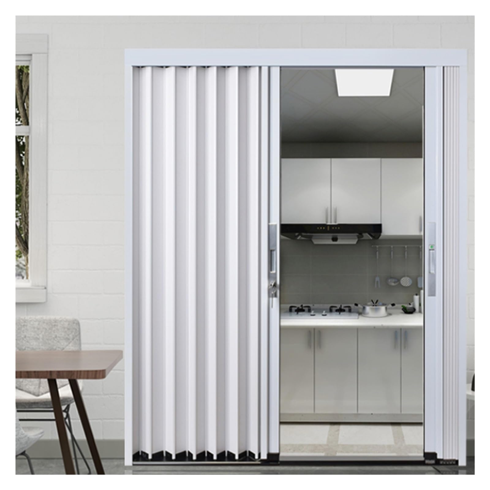 Puerta corredera plegable acordeon Interior Paneles de puertas de acordeón de aluminio con llave de bloqueo,Puerta plegable grande para puertas corredizas, puertas de armario y baño,Puerta divisoria t